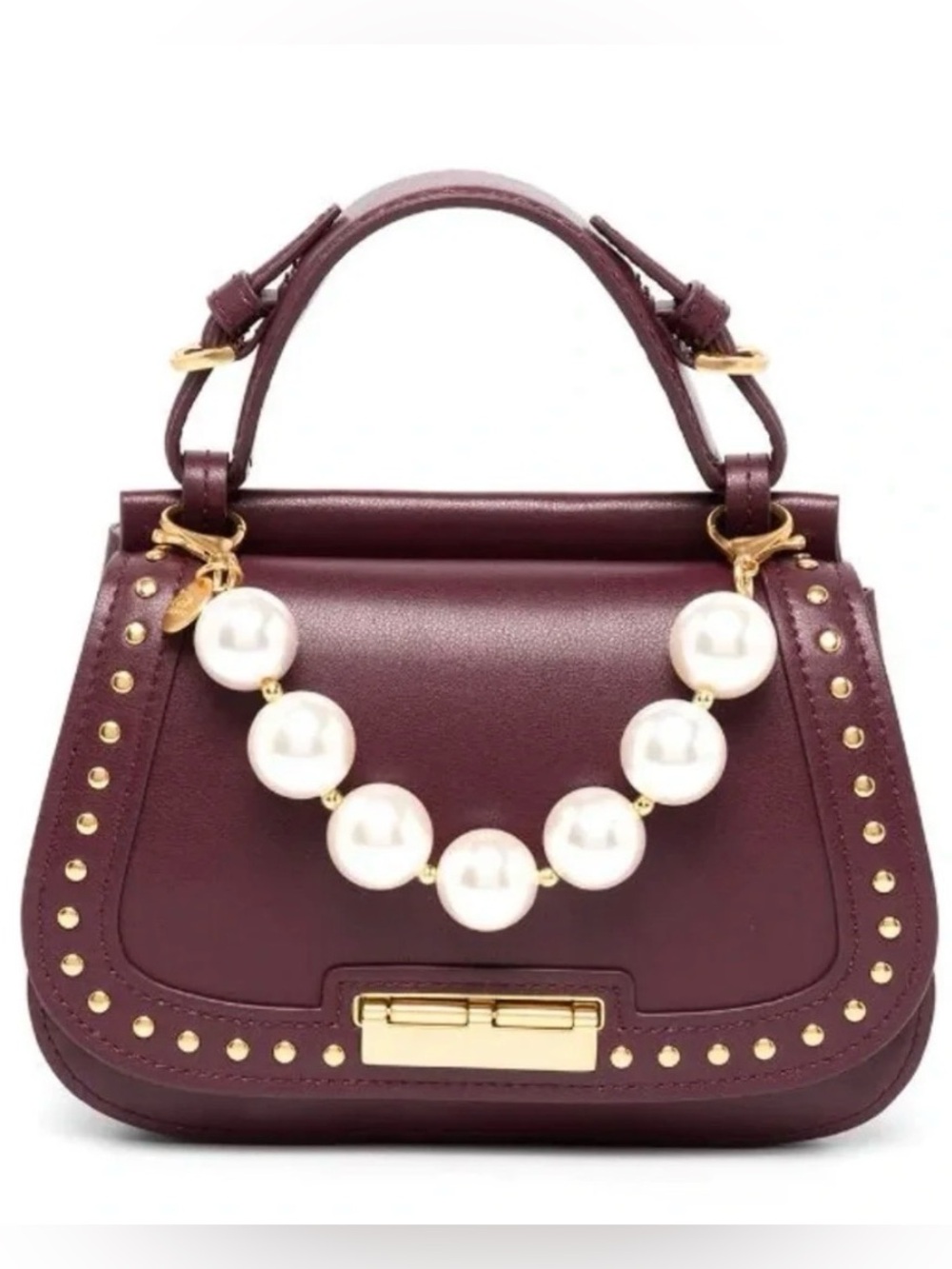 Zac Posen Chantelle Studded Saddle Bag